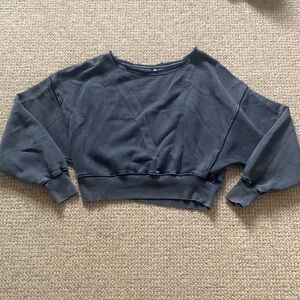 Free People Size XS Blue Cropped Crewneck Sweatshirt